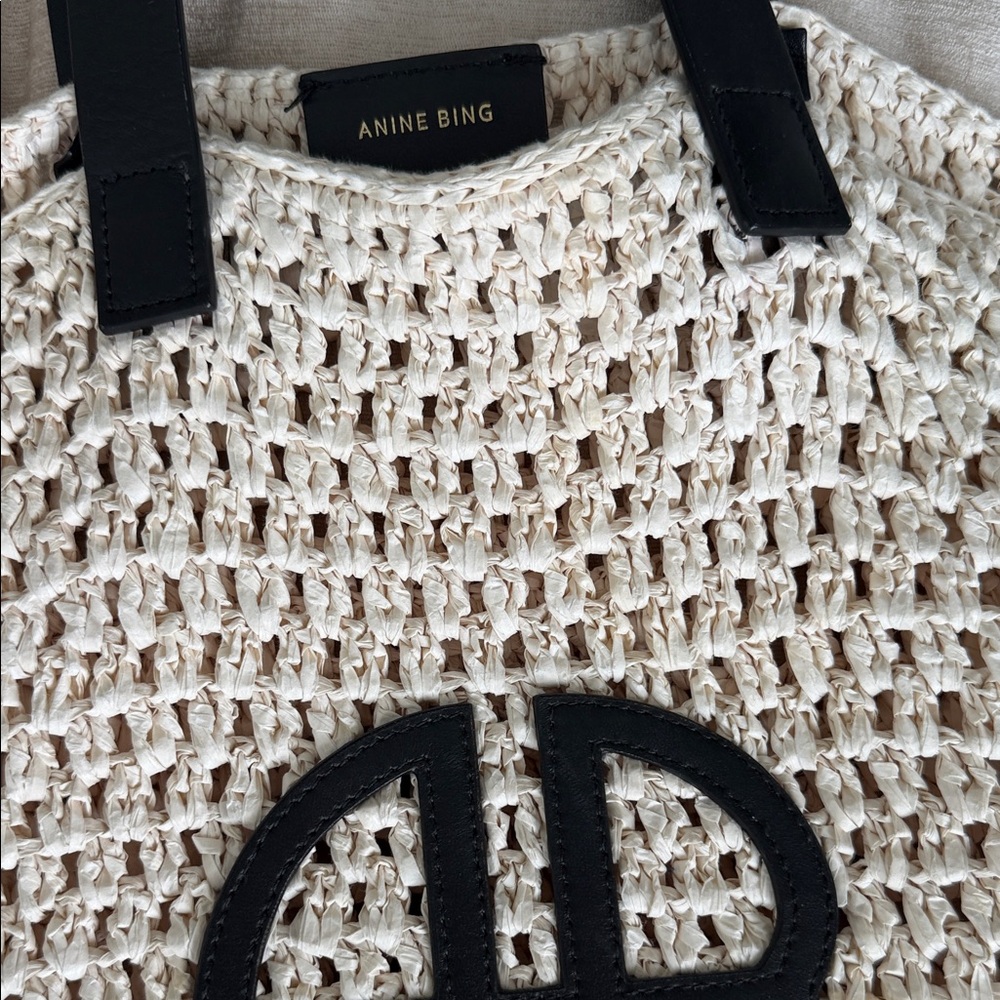 Anine Bing Crochet Tote in Cream - Picture 2 of 12